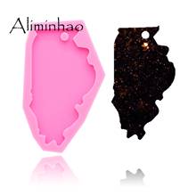 Dy0212 moldes de silicone brilhantes, forma de estado de ios, faça você mesmo, resina epóxi para joias, decorações de artesanato, chaveiro, moldes 2024 - compre barato