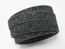 10mm Flat leather Bling dark gray 10x2mm leather cord S1026 2024 - buy cheap