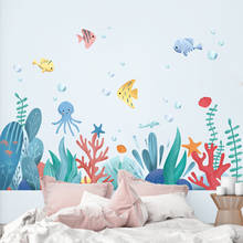 SHIJUEHEZI-pegatinas de pared de animales y peces, calcomanías de plantas marinas para habitación de niños, dormitorio de bebé, decoración del hogar para Baño 2024 - compra barato