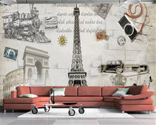 Beibehand-papel de parede foto personalizada 3d, arquitetura europeia, paris, torre eiffel, plano de fundo, parede, quarto, mural 2024 - compre barato