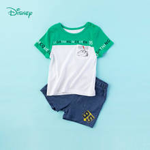 Модная летняя одежда Disney, Детский костюм с коротким рукавом, футболка и шорты для маленьких мальчиков и девочек, комплект из двух предметов, хлопковая детская одежда 2024 - купить недорого