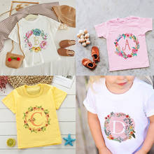 Новинка 2021, футболка с мультипликационным принтом цветов, букв, растений, одежда для маленьких мальчиков, забавные повседневные футболки для девочек, модная футболка для девочек с коротким рукавом 2024 - купить недорого