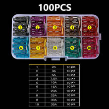 100/50Pcs Profile Small Size Blade Type Car Fuse Assortment Set Auto Car Truck 2.5/3/5/7.5/10/15/20/25/30/35A Fuse with Box Clip 2024 - buy cheap