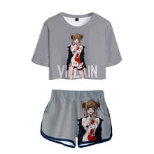 Cosplay My Hero Academia Himiko Toga Anime Cosplay 3d Bare Navel Spot Print Short Sleeve Suit Girl Fashion New Products 2024 - buy cheap