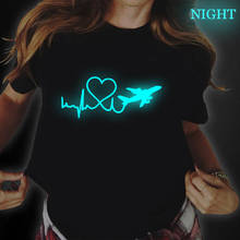 Camisetas Hipster luminosas para mujer, Tops Harajuku, latido del corazón, avión, estampado de amor, estilo coreano, camiseta lisa para mujer, camiseta de marca 2024 - compra barato
