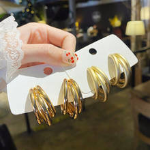 Женские круглые серьги-кольца в винтажном стиле, эффектные геометрические украшения золотого цвета для свадьбы и вечеринок, Подарочная бижутерия 2024 - купить недорого