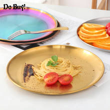 1 Pcs Dinner Plates Gold Plate Serving Dishes Round Colorful Plate Cake Western Steak Round Dish Kitchen Plates 2024 - buy cheap