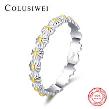 Colusiwei cor contrastante design genuíno 925 prata esterlina florescendo daisy anéis para mulheres menina coreia estilo festa jóias 2024 - compre barato