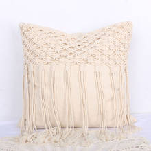 Fronhas de algodão em linho para travesseiro, capas de almofada para sofá boêmio feitas à mão 2024 - compre barato