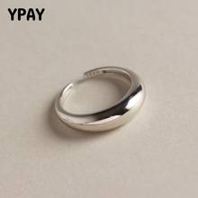 YPAY Authentic 925 Sterling Silver Open Rings Smooth Mirror Radian Women Men Street Shoot Accessories Adjustable Jewelry YMR730