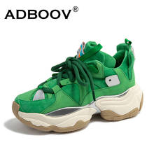 ADBOOV-zapatillas de deporte gruesas de ante para Mujer, Zapatos de suela gruesa a la moda, informales, verdes, 2020 2024 - compra barato