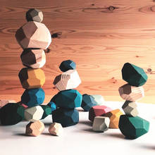 Tumi Ishi Wood Balancing Stacked Stones RAINBOW set Coloured Gems Wooden Rocks Wooden Stones Baby Building Block Montessori Toys 2024 - buy cheap