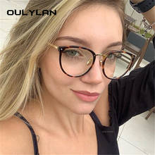 Oulylan Transparent Cat Eye Glasses Frames Women Fashionable   Fake Eyeglasses Metal Optical Frame for Womens 2024 - buy cheap