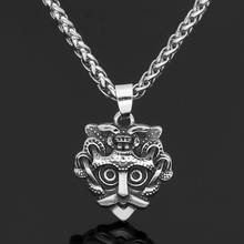 Stainless steel Nordic viking odin face amulet rune pendant necklace -small size with viking gift bag 2024 - buy cheap