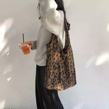 2021 New Leopard Pattern Women's Shoulder Bags Retro Corduroy Ladies Large Vest Bag Fashion Girls Female Shopping Tote Handbags 2024 - buy cheap