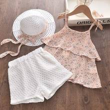 Girls Clothes Set 2021 New Summer Kids Clothes Floral Chiffon Halter+Embroidered Short 2pcs Girl Suit Children Clothing for 2-6T 2024 - buy cheap