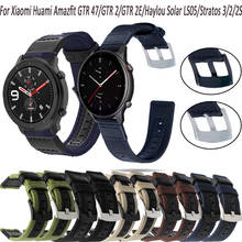 Нейлоновый холщовый простой в установке ремешок для Xiaomi Huami Amazfit GTR 47/GTR 2/GTR 2E/watch color/Haylou Solar LS05/Stratos 3/2/2S 22 мм 2024 - купить недорого