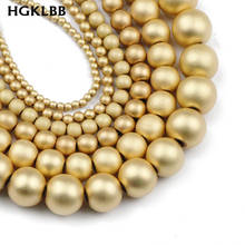 HGKLBB-espaciador redondo de piedra de hematita dorada KC mate Natural, cuentas sueltas para la fabricación de joyas, accesorios de pulsera Diy de 2/3/4/6/8/10mm 2024 - compra barato