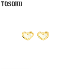 TOSOKO Stainless Steel Jewelry Peach Heart Shell Earrings Sweet Female Jewelry Necklace Bracelet Three Piece Set 2024 - buy cheap