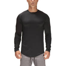 Camiseta masculina manga longa lisa, camiseta de malha para academia e esporte de secagem rápida fitness 2024 - compre barato