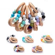 1Pc Baby Wooden Teether Bracelet BPA Free Wood Ring Colorful Silicone Teething Beads Baby Nursing Accessories Gift Baby Products 2024 - buy cheap