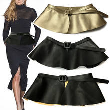 New Trending Woman Wide Gold Black Corset Belt Ladies Fashion Ruffle Skirt Peplum Waist Belts Cummerbunds For Women Dress 2024 - buy cheap
