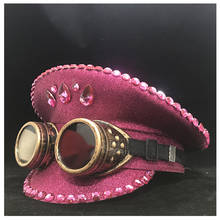 Sombrero de policía Rosa Steampunk para mujer, con gafas de engranaje, sombrero militar de rendimiento, sombrero protector, sombrero para adultos, tocado, 3 tamaños 2024 - compra barato