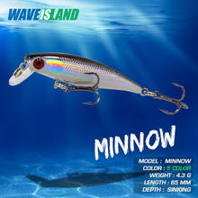 WAVEISLAND 2021, блесна, приманка, 4,3 г 6,5 см плавающая верхняя воды Мино Морская рыбалка приманка Bionic искусственные приманки Морской окунь рыба 2024 - купить недорого