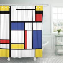 Blue Pattern Abstract Modern Painting in Mondrian Colorful Bauhaus Waterproof Polyester Fabric Shower Curtain 60 x 72 inches 2024 - buy cheap