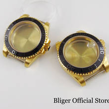 BLIGER Gold Coated 40mm Watch Case for NH35 NH36 PT5000 ETA 2824 MIYOTA Sapphire Glass No Magnifier Brushed Insert Mental Back 2024 - buy cheap