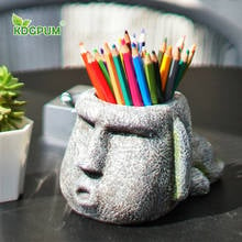 Modern Handmade Resin Statue Vase Easter Island Stone Statue Sculpture Flower Pot Pen Holder Home Decoration Ornaments 2024 - buy cheap