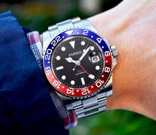 PARNIS 40 мм механические мужские часы с сапфировым стеклом Автоматическая Дата с ободком из сплава браслет из нержавеющей стали функция GMT 2024 - купить недорого