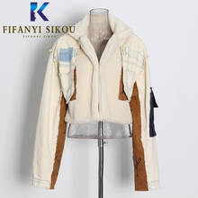 Casaco solto de pelúcia feminino, jaqueta curta folgada, quente de lã felpuda, de camurça, moda urbana feminina para inverno 2024 - compre barato