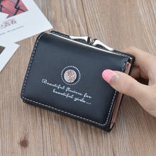 Carteira feminina fofa pequena e curta, bolsa de moedas feminina de couro, carteira feminina de luxo, design carteira para dinheiro 2024 - compre barato