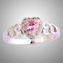 Женское кольцо в виде сердца Lingmei, серебряное кольцо с цирконием на годовщину, размер 6-13 2024 - купить недорого