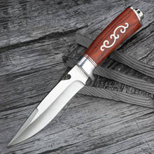 Походный нож зеркальный высокотвердый прямой нож с деревянной ручкой нож с фиксированным клинком для дикой природы тактические уличные охотничьи карманные ножи 2024 - купить недорого