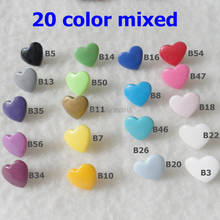 Suprise! ( 20 color mixed ) 200sets Size 20 T5 KAM Brand Heart Shape Plastic Snap Button Snap Fastener 2024 - buy cheap