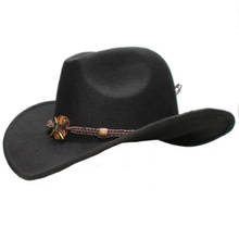 Vintage pai-filho mulher homem/criança criança lã ampla borda cowboy western hat cowgirl boné madeira malha grânulo banda (61cm/57cm/54cm 2024 - compre barato