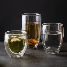 1 шт., прозрачная стеклянная чашка для вина с двойными стенками, кружка для чая, кофе, льда, пива, термостойкая, высокая емкость, креативный Молочный Сок 2024 - купить недорого