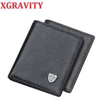 Xgravity carteira de couro genuíno dos homens nova marca bolsas para os homens preto café bifold carteira moeda bolsa carteiras moeda bolso bolsas 2024 - compre barato