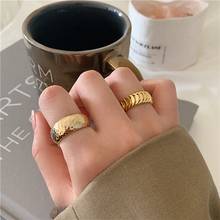 Mengjiqiao anéis ajustáveis de metal dourado, anéis com articulações de dedo médio para estudantes e mulheres, presentes para festas 2024 - compre barato