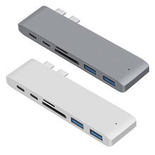 Двойной Концентратор Type-C, 2 порта USB 3,0, кардридер для TF-карт, адаптер для MacBook Pro Air, подходит для ноутбука 2024 - купить недорого