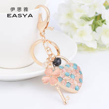 Korea Love Four Leaf Clover Keychain Fashion Creative Rhinestone Love Four Leaf Clover Key Pendant Female Bag Keychain 2024 - buy cheap