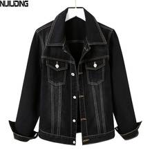 Nijiuding jaqueta cortada feminina, casaco jeans de manga comprida preto, azul de outono e primavera, 2020 2024 - compre barato
