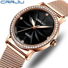 CRRJU женские часы Роскошные наручные часы relogio feminino часы для женщин Миланская сталь дамские розовые золотые кварцевые женские часы Новые 2024 - купить недорого