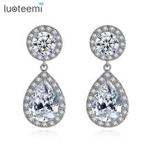 LUOTEEMI New Fashion Round Cubic Drop Earrings for Women Wedding Engagement Jewelry Boucle D'Oreille Femme Bijoux Christmas Gift 2024 - buy cheap