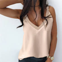 Blusa holgada sin mangas para verano, camisa Sexy con cuello en V para mujer, color liso, con hombros descubiertos, 2021 2024 - compra barato