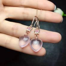 Party Top Sale Best Elegant Gift Rose Quartz Earring 925 Sterling Silver 100% Natural and Real Rose Quartz Earring 2024 - buy cheap