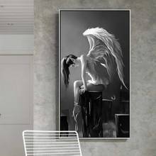 Modern Angel Wings Black And White Girl Canvas Painting Posters and Prints Wall Art Picture for Living Room Home Decor Cuadros 2024 - buy cheap