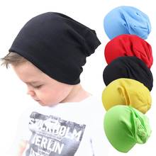 2019 Winter Cap Candy Color Beanies Hat Warm Bonnet Hat Cotton Knitted Hat Cartoon Kids Skullies Hat Baby Boy Girls 2024 - buy cheap